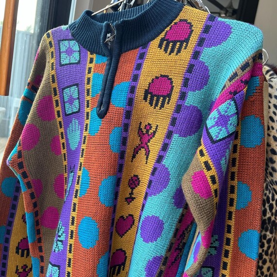 Vintage abstract colorful knit patterned sweater - image 4