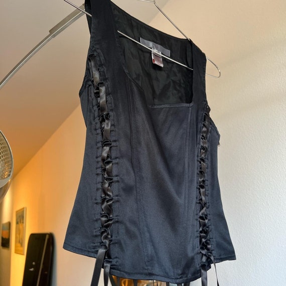 Vintage silk black corset - image 5