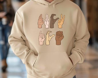 Bluza z kapturem z językiem migowym „F*ck ICE”, koszulka antytrumpowa, bluza z kapturem antyICE, koszulka imigracyjna, Chinga La Migra, bluza z aktywizmem