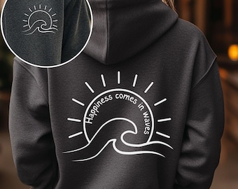 Ocean Wave Zip Up Hoodie: Beach Lover Gift