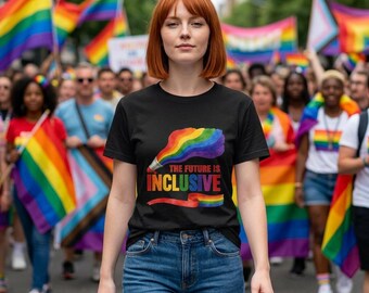 Koszulka z motywem dumy „Przyszłość to inkluzywność” | Tęczowa koszulka LGBT