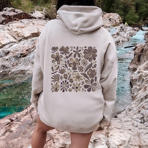 Floral sweatshirt Flower sweatshirt Tan sweatshirt Brown sweatshirt Granola girl Hippie hoodie Floral hoodie Nature hoodie