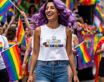 No Kings But Yaas Queens Crop Top | Pride Rainbow Graphic Tank