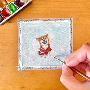 custom mini watercolor dog portrait painting