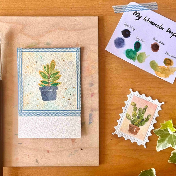 Easy Watercolour Painting Kit - Tiny Plant - Easy DIY Beginner Adult Drawing - Office Game - Team Building