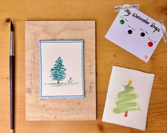Easy Watercolor Kit - Tiny Tree - DIY Beginner & Adult Drawing - Travel Painting - Office Game - Family Party