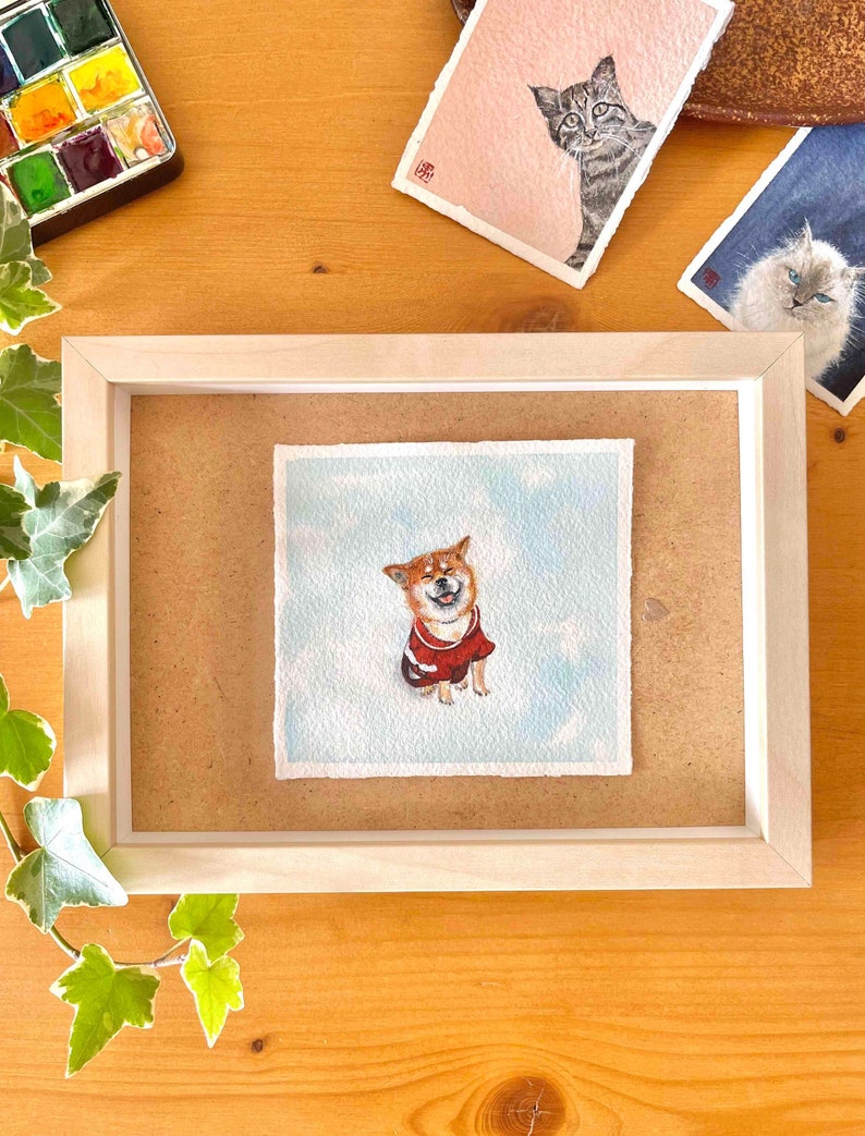 Mini Custom Pet Portrait Original Tiny Watercolor, Pet Photo to drawing 画像 1