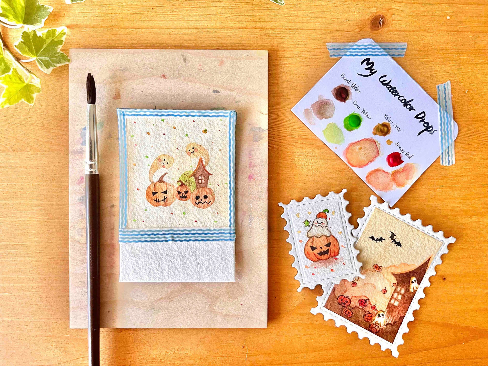 Mini Watercolor Painting Kit - Halloween Party - Easy DIY Beginner & Adult Drawing - Team Game - Family Party