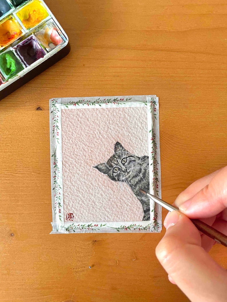 custom mini watercolor pet portrait painting