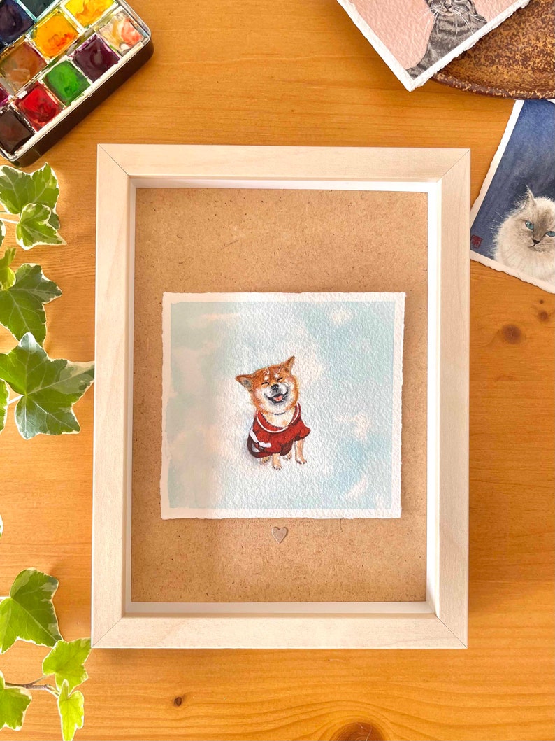 custom mini watercolor pet portrait dog painting