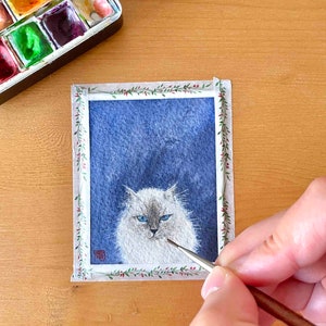 custom mini watercolor cat portrait painting