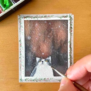 custom mini watercolor cat portrait painting