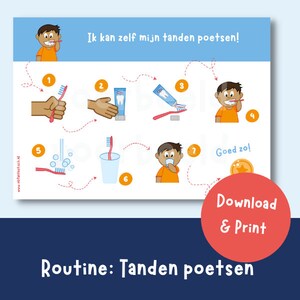 A4 imprimable avec plan de routine / étape par étape pour le brossage des dents | carte de routine | plan étape par étape télécharger et imprimer | garçon se brosser les dents
