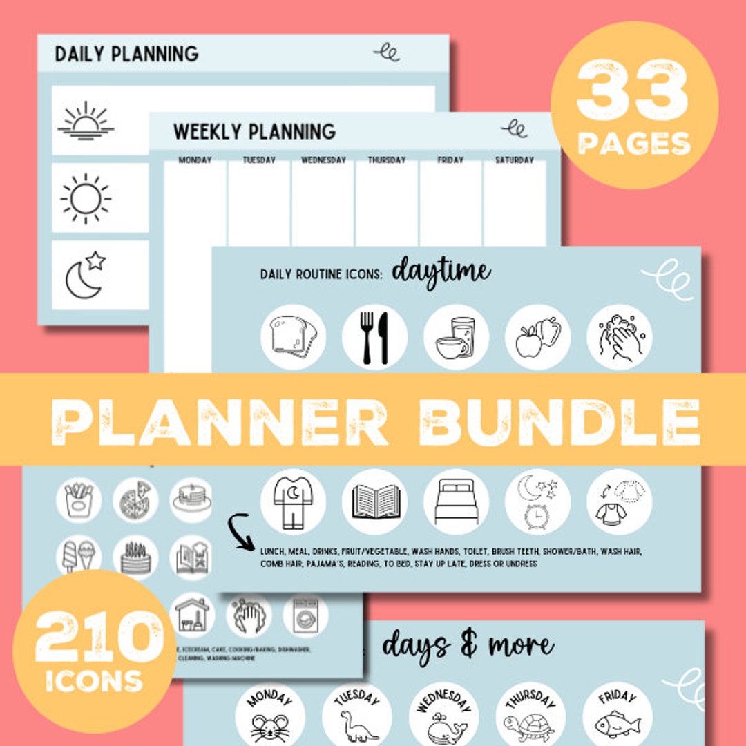 Printable Planner Bundle Including 210 Daily Routine Icons | Routine ...