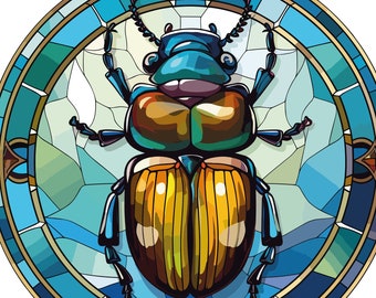 Beetle Bug Png Stained Glass Png for Sublimation Beetle Junk Journal Beetle Scrapbooking Material Bugs Clipart Beetle Bug Clipart Bug Image