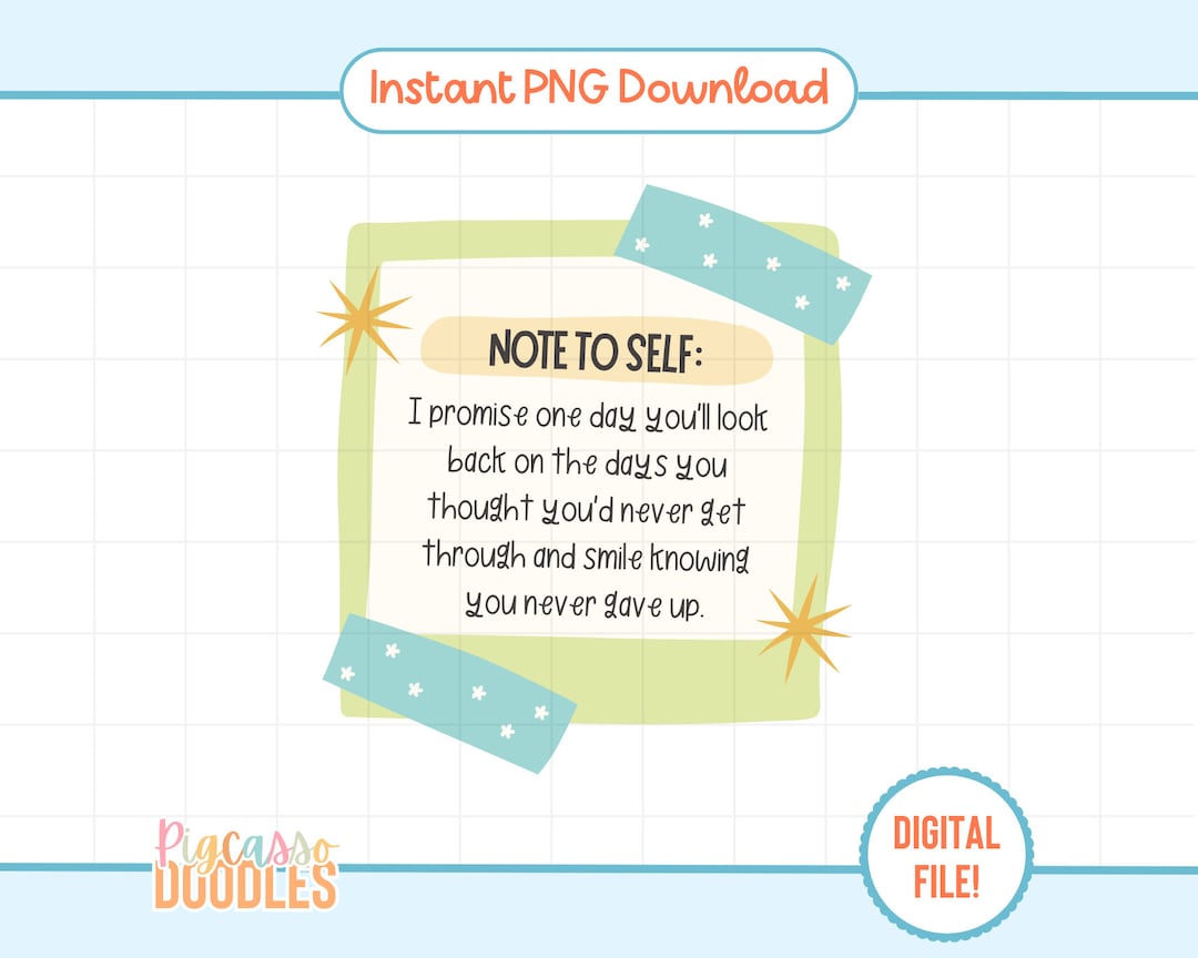 Note to Self PNG, Trendy PNG, Cute PNG Designs, Mental Health Awareness ...