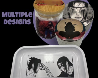 Ninja Anime Herb Grinder, Stash Jar, Rolling Tray Set