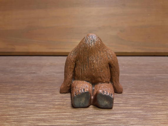 Handmade Bigfoot Sasquatch Figurine Unique Gift, Cryptid Statue Desk Trinket, Folklore Sculpture Ornament, Nature Farmhouse Home Decor USA