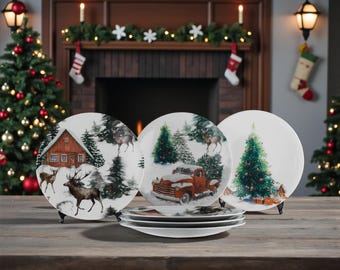 Kerstporseleinen serveerbordenset – 6-delig feestelijk servies