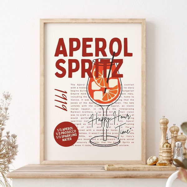 Aperol Spritz Kitchen Print || Modern Kitchen Wall Art || Aperol Kitchen Poster || Digital Prints Download || Printable wall art