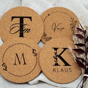 Kork Untersetzer personalisiert mit Namen, Platzkarten Hochzeit, Hochzeitgeschenk Gäste, Personalisierte Untersetzer, Untersetzer Geschenk