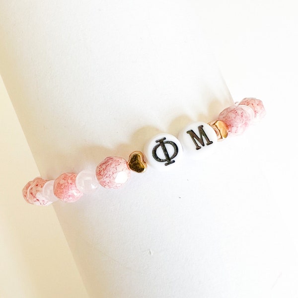 Phi Mu Bracelets | Phi Mu Gifts | Sorority Bracelets | Big Sis Gift | Lil Sis Gift | Greek Letters | Bid Day | Initiation Gifts