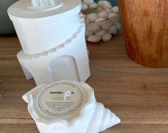 Vela de concha marina: cera de soja y coco, aroma costero