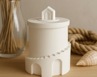 Vela aromática VILLA: Recipiente de Jesmonita con diseño arquitectónico helenístico