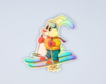 Ski Bunny Holographic Sticker | Funny Ski Helmet Decal | Après Ski Style | Gift for Skier | Mountain Life Sticker | Winter Sports Vibe