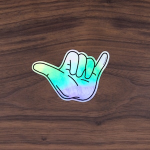 Shaka Hand Holographic Sticker | Chill Mountain Vibes Decal | Snowboard or Ski Style | Water Bottle or Helmet Sticker | Après Shred Gift