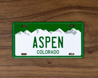 Aspen Magnet | Colorado License Plate Magnet | Aspen Snowmass Vail Breckenridge | Ski House Games | Ski Gift | Mountain Town Souvenir