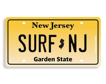 Surf NJ Sticker | New Jersey License Plate Sticker | Shore House Games | Surfing Gift | Jersey Shore | Coastal Gift