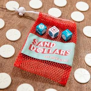 Dobbelspel zanddollars | Dobbelspel op het strand | Shore House-spellen | Kustcadeau | Familievakantiespel | Tafelspel Beach House