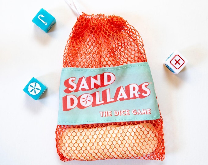 Sand Dollars Dice Game | Beach Dice Game | Shore House Games | Coastal Gift | Family Vacation Game | Beach House Tabletop Game