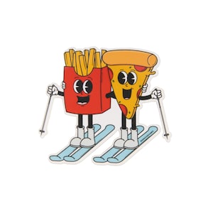 Pizza French Fry Ski Sticker | Funny Beginner Skier | Gift for Skier | Ski Trip Gift | Après Ski | Ski Helmet Sticker | Ski House Games