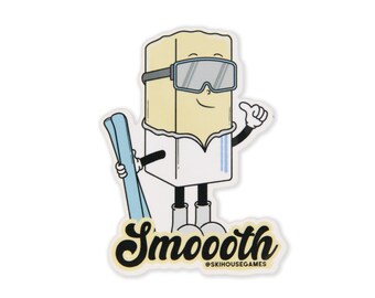 Smoooth Like Butter Ski Sticker | Funny Skier Decal | Gift for Skier | Helmet or Water Bottle Sticker | Après Ski Vibe | Retro Ski Gift