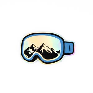 Blue Mountain Holographic Goggles | Ski Helmet Sticker | Ski House Games | Reflective Ski Decal | Snowboard Gift | Mountain Adventure