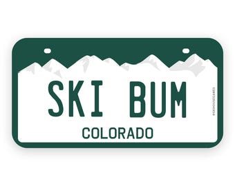 Ski Bum Colorado Sticker | CO License Plate Decal | Ski the Rockies | Après Ski Sticker | Gift for Skier | Funny Ski Sticker | Mountain Life