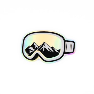 White Mountain Holographic Goggles | Ski Helmet Sticker | Ski House Games | Reflective Snow Decal | Ski Gift | Alpine Adventure Sticker