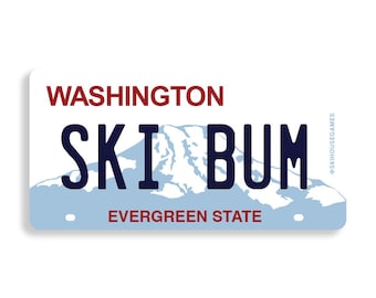 Calcomanía para matrícula de Ski Bum Washington / Calcomanía de esquí PNW Evergreen State / Calcomanía para casco / Regalo en PNW / Regalo para esquiadores / Après Ski