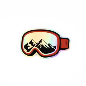 Orange Mountain Holographic Goggles | Ski Helmet Sticker | Ski House Games | Ski Trip Gift | Snowboard Gear | Mountain Adventure
