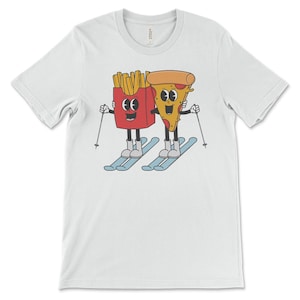 Camiseta de pizza y patatas fritas / Camiseta divertida de esquí / Juegos de casas de esquí / Camiseta para esquiadores principiantes / Regalo après-ski / Humor sobre clases de esquí / Vida en la montaña