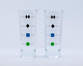 Trail Sign Shot Glasses (Set of 2) | Ski House Games | Après Ski Barware | Ski Gift | Cabin Decor | Ski Shot Glass Set | Bachelor Gift