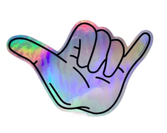 Shaka Holographic Sticker | Ski Helmet Sticker | Surfing Sticker | Snowboard Helmet Sticker | Helmet Sticker | Hippie Sticker