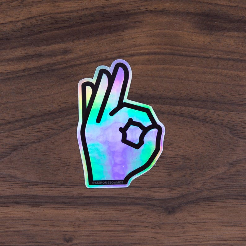 OK Sign Holographic Sticker | Gift for Skier | Snowboard Helmet Sticker ...