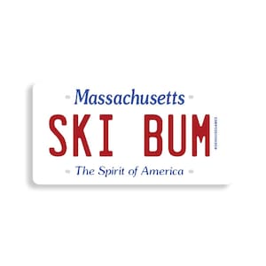 Ski Bum Massachusetts Sticker | MA Decal | Jiminy Peak Wachusett Style | Après Ski Vibe | Gift for Skier | Mountain Life Sticker