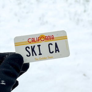 Ski California Sticker | CA License Plate Decal | Mammoth Tahoe Big Bear Vibes | Après Ski Style | Gift for Skier | Funny Ski Sticker