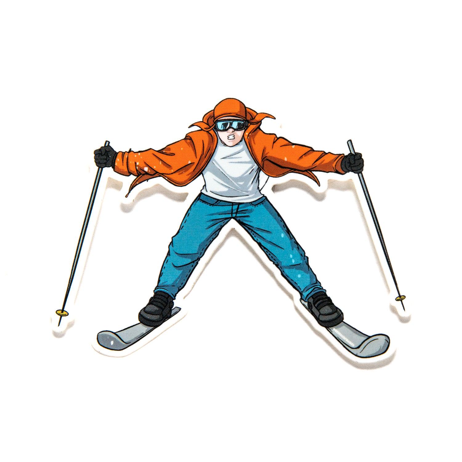 Skiier Jerry Sticker | Jerry of the Day | Funny Ski Gift | Silly Ski Sticker | Bluebird Day | Ski Sticker | Snowboard Sticker | Water Bottle