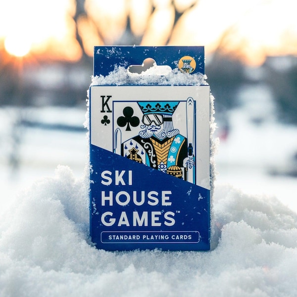Kaartspel Ski House Games | Kaartdeck met skithema | Cadeau voor skiër | Aangepast kaartendeck | Skinieuwsartikel | Kaartdeck klaar voor après-ski