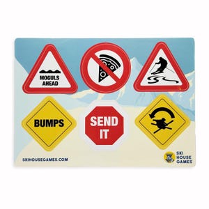 Ski Skicker | Road Sign Sticker Sheet | Gift for Skier | Snowboard Helmet Sticker  | Skiier Decal | Ski Resort Gift | Gift for Snowboarder